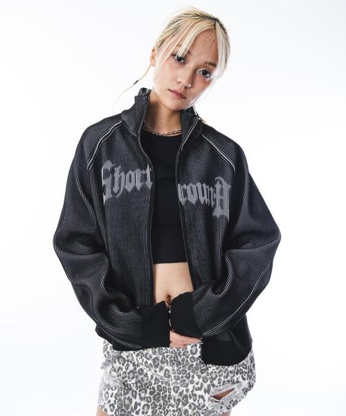 SHORT ROUND(ショートラウンド)の「SHORT ROUND/ショートグラフィックニットブルゾン(ニット/セーター・メンズ・ブラック/グレー・MEDIUM/LARGE)」の12枚目の写真