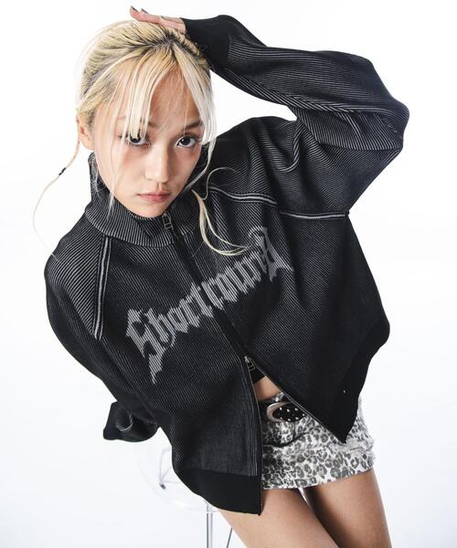 SHORT ROUND(ショートラウンド)の「SHORT ROUND/ショートグラフィックニットブルゾン(ニット/セーター・メンズ・ブラック/グレー・MEDIUM/LARGE)」の14枚目の写真