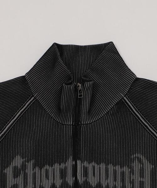 SHORT ROUND(ショートラウンド)の「SHORT ROUND/ショートグラフィックニットブルゾン(ニット/セーター・メンズ・ブラック/グレー・MEDIUM/LARGE)」の3枚目の写真