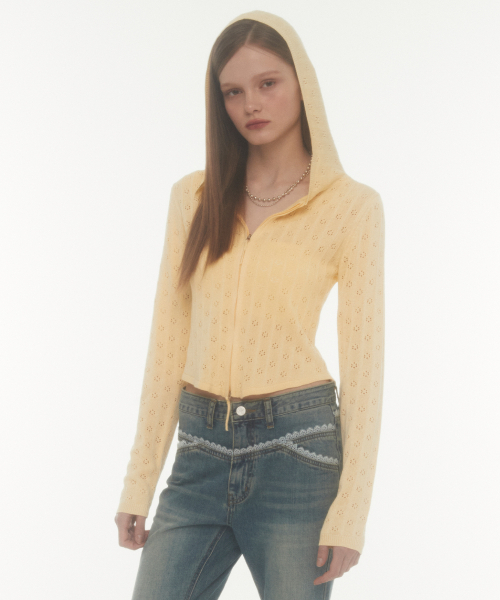 Midnight Move（ミッドナイトムーブ）の「fl hood cardigan (yellow)（カーディガン/ボレロ・レディース・その他・FREE）」の4枚目の写真