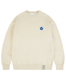 [UNISEX]ブルーフラワードットスマイルロゴマンツーマン_クリーム