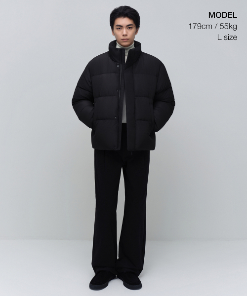 セール】GOOSE DOWN SHORT PUFFER JACKET [BLACK]（ダウンジャケット