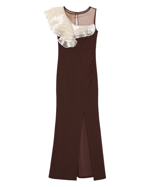 Leja(レジャ)の「【LEJA LUXE】アシンメトリーフリルスリットマーメイドドレスワンピース美脚効果結婚式 パーティードレス 成人式 二次会 同窓会 お呼ばれ オケージョン 20代 30代(ドレス・レディース・モカ・LARGE/MEDIUM/SMALL)」の13枚目の写真