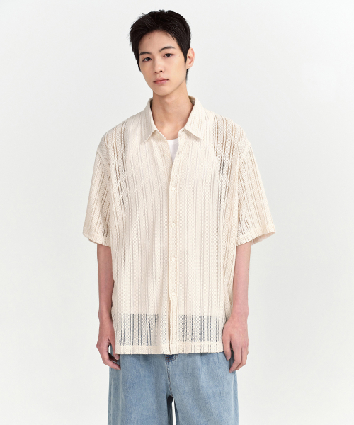 MUSINSA STANDARD（ムシンサスタンダード）の「リラックスドクロシェ半袖シャツ[アイボリー]（シャツ/ブラウス・メンズ・その他・MEDIUM/LARGE/X-LARGE/XX-LARGE/SMALL）」の14枚目の写真