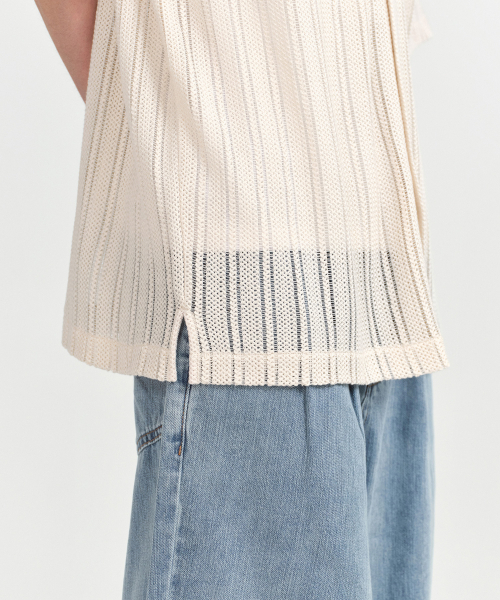 MUSINSA STANDARD（ムシンサスタンダード）の「リラックスドクロシェ半袖シャツ[アイボリー]（シャツ/ブラウス・メンズ・その他・MEDIUM/LARGE/X-LARGE/XX-LARGE/SMALL）」の10枚目の写真