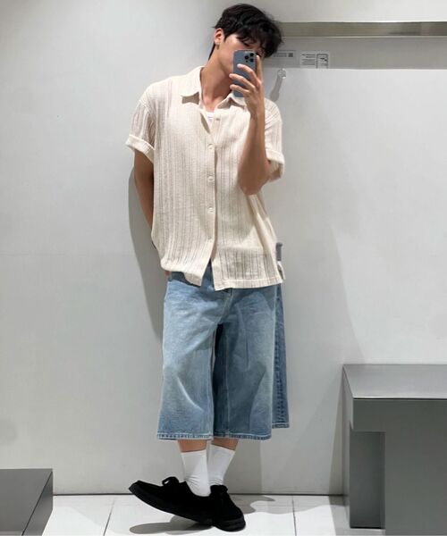 MUSINSA STANDARD（ムシンサスタンダード）の「リラックスドクロシェ半袖シャツ[アイボリー]（シャツ/ブラウス・メンズ・その他・MEDIUM/LARGE/X-LARGE/XX-LARGE/SMALL）」の8枚目の写真