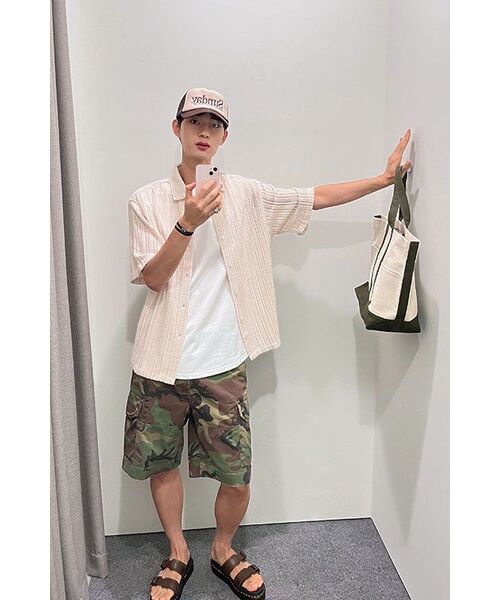 MUSINSA STANDARD（ムシンサスタンダード）の「リラックスドクロシェ半袖シャツ[アイボリー]（シャツ/ブラウス・メンズ・その他・MEDIUM/LARGE/X-LARGE/XX-LARGE/SMALL）」の5枚目の写真