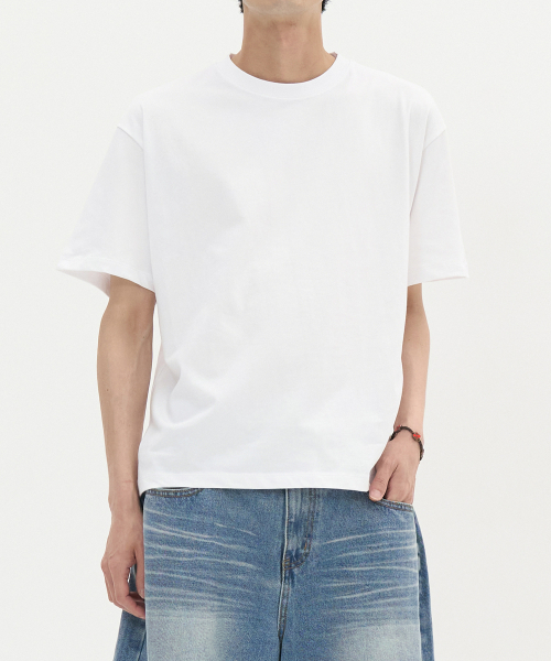 TOFFEE(トフィー)の「ベーシックハーフクロップTシャツ(ホワイト)(Tシャツ/カットソー・メンズ・その他・SMALL/MEDIUM/LARGE/X-LARGE)」の1枚目の写真