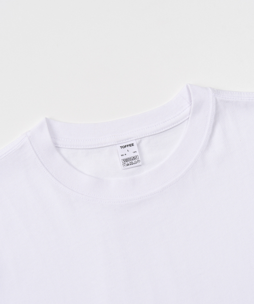 TOFFEE(トフィー)の「ベーシックハーフクロップTシャツ(ホワイト)(Tシャツ/カットソー・メンズ・その他・SMALL/MEDIUM/LARGE/X-LARGE)」の3枚目の写真