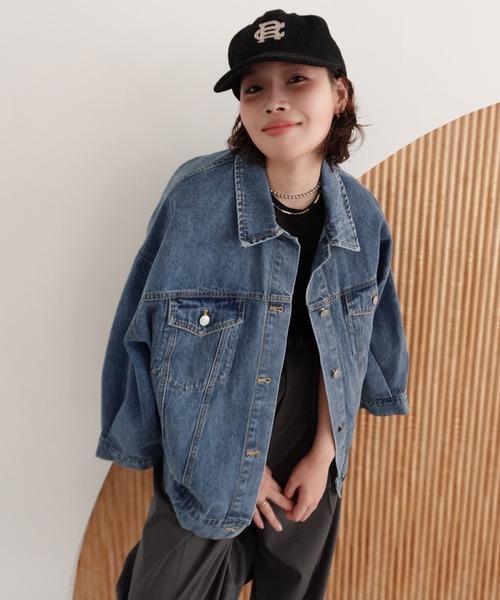 callautia（カラウティア）の「オーバーサイズデニムジャケット（デニムジャケット・レディース・ライトブルー/ブラック・SMALL/MEDIUM/LARGE）」の21枚目の写真