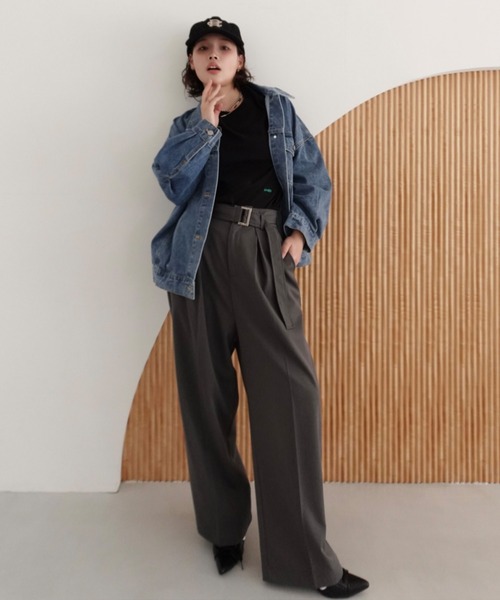 callautia（カラウティア）の「オーバーサイズデニムジャケット（デニムジャケット・レディース・ライトブルー/ブラック・SMALL/MEDIUM/LARGE）」の22枚目の写真