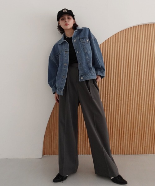 callautia（カラウティア）の「オーバーサイズデニムジャケット（デニムジャケット・レディース・ライトブルー/ブラック・SMALL/MEDIUM/LARGE）」の17枚目の写真