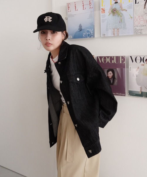 callautia（カラウティア）の「オーバーサイズデニムジャケット（デニムジャケット・レディース・ライトブルー/ブラック・SMALL/MEDIUM/LARGE）」の19枚目の写真