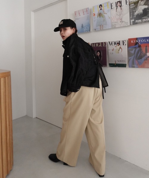 callautia（カラウティア）の「オーバーサイズデニムジャケット（デニムジャケット・レディース・ライトブルー/ブラック・SMALL/MEDIUM/LARGE）」の20枚目の写真