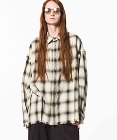 【美品】メゾンスペシャル プライムオーバーカットオフオンブレチェックシャツ UNISEX》Prime-Over Cut Off Ombre Check Shirt/プライムオーバー