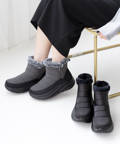 attagirl(アタガール)の「防寒キルティングブーツ(ブーツ・レディース・ブラック/グレー・23.0cm/23.5cm/24.0cm/24.5cm/25.0cm/25.5cm)」の3枚目の写真