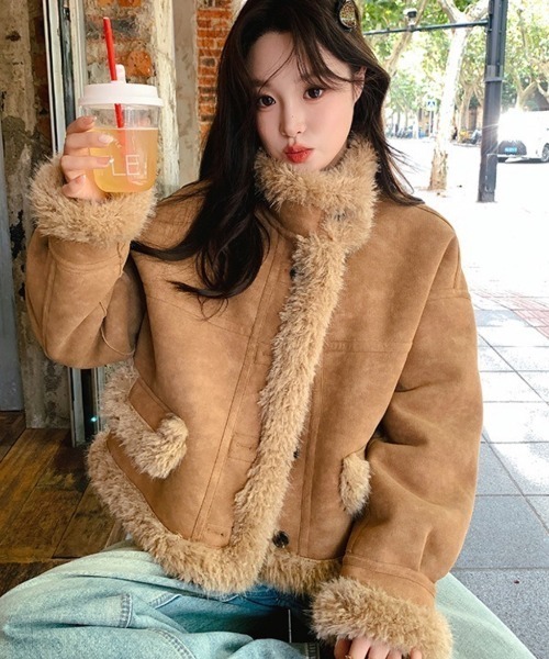 セール】プードルファーフェイクムートンブルゾン（ムートンコート