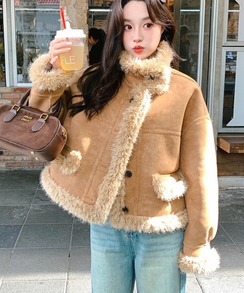 セール】プードルファーフェイクムートンブルゾン（ムートンコート