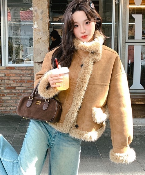 セール】プードルファーフェイクムートンブルゾン（ムートンコート