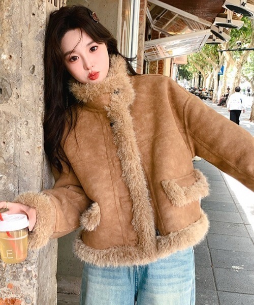 セール】プードルファーフェイクムートンブルゾン（ムートンコート