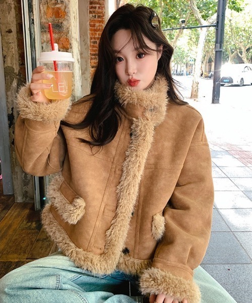 セール】プードルファーフェイクムートンブルゾン（ムートンコート