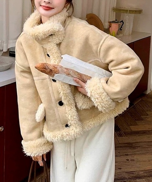 セール】プードルファーフェイクムートンブルゾン（ムートンコート