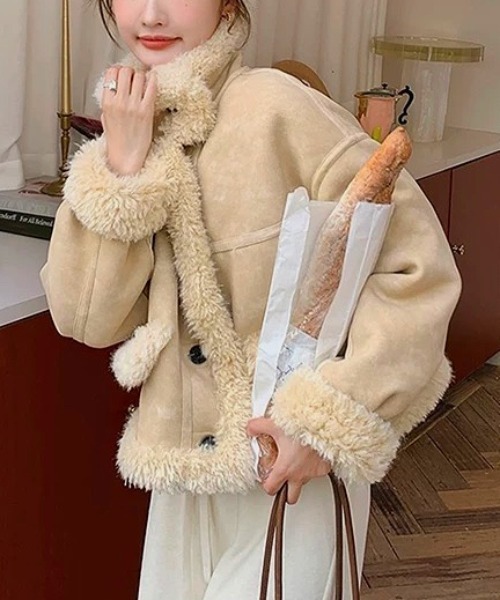 セール】プードルファーフェイクムートンブルゾン（ムートンコート