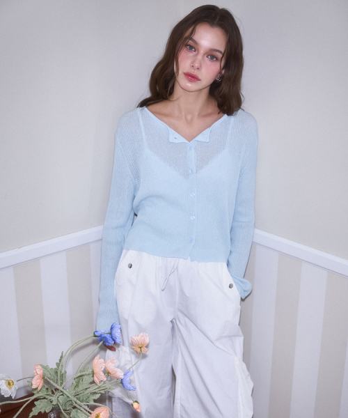 ROSEFRANTZ（ロゼフランツ）の「Linen Knit Cardigan [Sky Blue]（カーディガン/ボレロ・レディース・スカイブルー・FREE）」の3枚目の写真