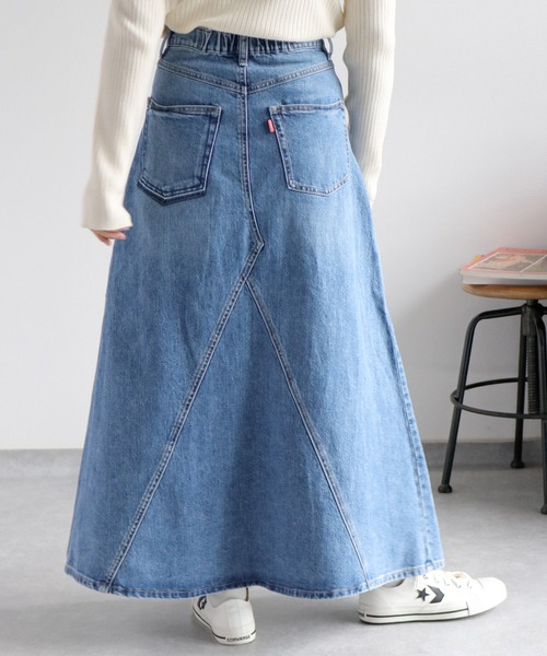 cepo(セポ)の「フロントタック ロングフレアーデニムスカート(デニムスカート・レディース・ワンウォッシュ/ブルー系3・S/M)」の8枚目の写真
