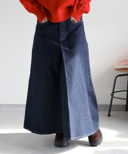 cepo(セポ)の「フロントタック ロングフレアーデニムスカート(デニムスカート・レディース・ワンウォッシュ/ブルー系3・S/M)」の18枚目の写真