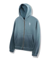 Pigment Dyed Zip-Up Hoodie (Blue Green)