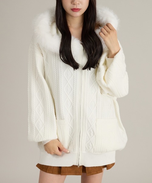 セール】ファー付きニットパーカー（パーカー）｜apres jour mignon