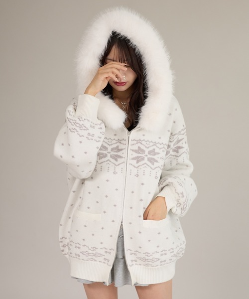 ファー付きニットパーカー（パーカー）｜apres jour mignon（アプレ