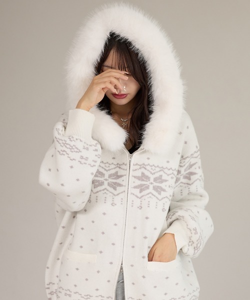 セール】ファー付きニットパーカー（パーカー）｜apres jour mignon