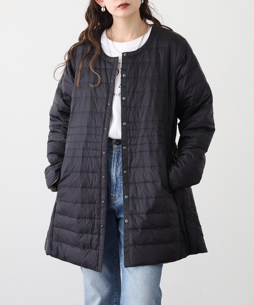 EGLANTINE(エグランティーヌ)の「EGLANTINE リバーシブル軽量ダウンジャケット(ダウンジャケット/コート・レディース・ブラック/グレー/カーキ/サックスブルー/オフホワイト・38)」の3枚目の写真