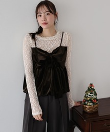 BLUEEAST | オンブレチェックリボンバルーンビスチェ(キャミソール)