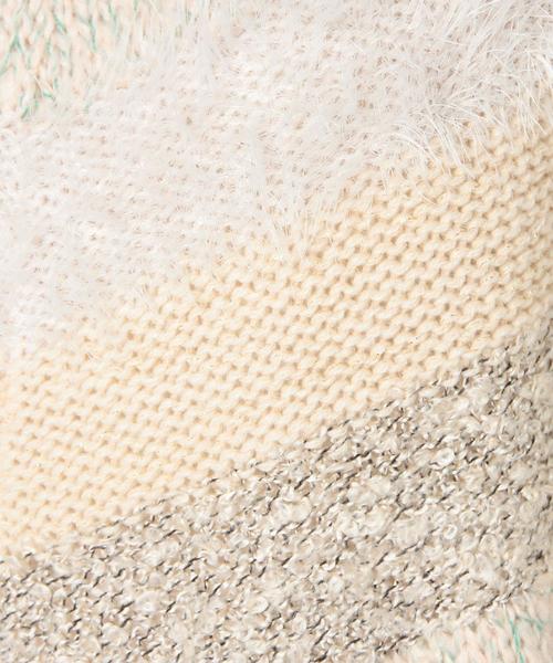 Another Edition（アナザーエディション）の「異素材ミックス配色Vネックプルオーバー/AEFC　イソザイMIXハイショク VPO（ニット/セーター・レディース・ライトグレー/ベージュ・FREE）」の9枚目の写真