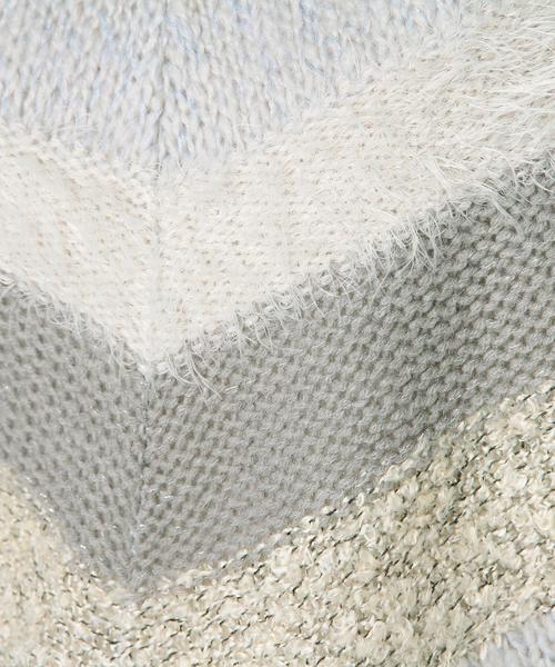 Another Edition（アナザーエディション）の「異素材ミックス配色Vネックプルオーバー/AEFC　イソザイMIXハイショク VPO（ニット/セーター・レディース・ライトグレー/ベージュ・FREE）」の11枚目の写真