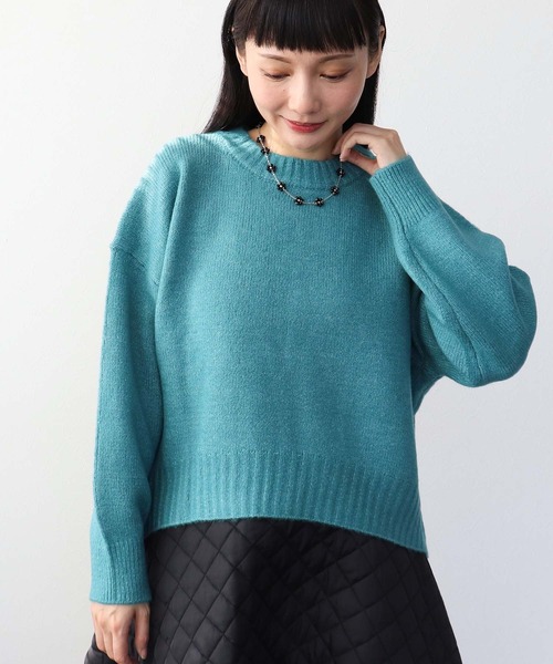 Three Four Time（ｽﾘｰﾌｫｰﾀｲﾑ）の「クルーネックショートプルオーバー（ニット/セーター・レディース・チャコールグレー/ターコイズブルー/レッド・FREE）」の9枚目の写真