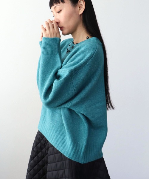 Three Four Time（ｽﾘｰﾌｫｰﾀｲﾑ）の「クルーネックショートプルオーバー（ニット/セーター・レディース・チャコールグレー/ターコイズブルー/レッド・FREE）」の10枚目の写真