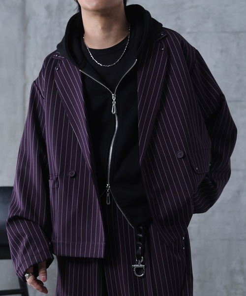 Confirm(コンファーム)の「Studded short double-breasted jacket / スタッズ ショート ダブルジャケット メンズ レディース ユニセックス(テーラードジャケット・メンズ・ブラック/ブラック系その他/パープル系その他/ブルー系その他/チャコールグレー/グレー系その他・S/M/L)」の19枚目の写真