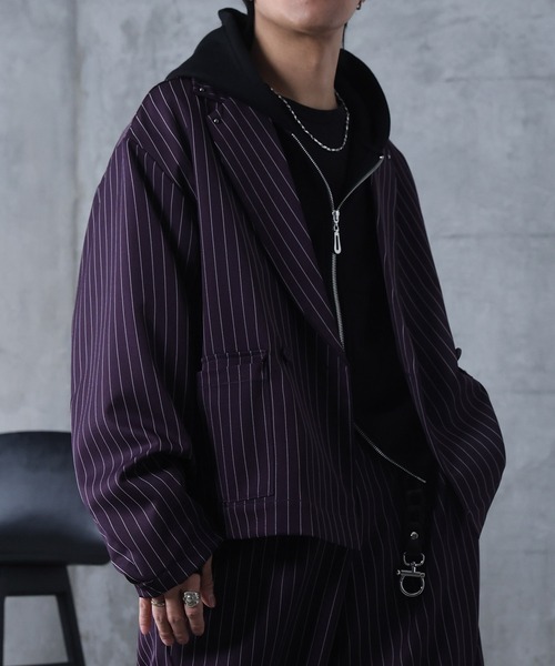 Confirm(コンファーム)の「Studded short double-breasted jacket / スタッズ ショート ダブルジャケット メンズ レディース ユニセックス(テーラードジャケット・メンズ・ブラック/ブラック系その他/パープル系その他/ブルー系その他/チャコールグレー/グレー系その他・S/M/L)」の10枚目の写真