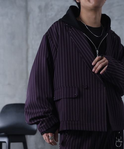 Confirm(コンファーム)の「Studded short double-breasted jacket / スタッズ ショート ダブルジャケット メンズ レディース ユニセックス(テーラードジャケット・メンズ・ブラック/ブラック系その他/パープル系その他/ブルー系その他/チャコールグレー/グレー系その他・S/M/L)」の12枚目の写真