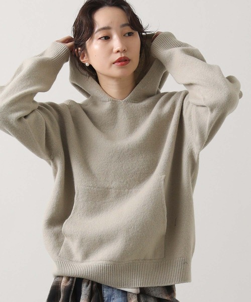 Gready Brilliant(グレディブリリアン)の「ウール100/ホールガーメントフーディ(ニット/セーター・レディース・チャコールグレー/ベージュ・FREE)」の2枚目の写真