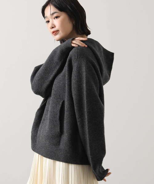 Gready Brilliant(グレディブリリアン)の「ウール100/ホールガーメントフーディ(ニット/セーター・レディース・チャコールグレー/ベージュ・FREE)」の1枚目の写真