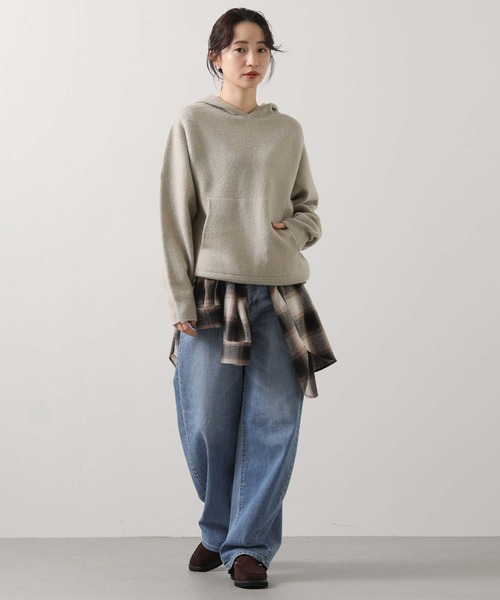 Gready Brilliant(グレディブリリアン)の「ウール100/ホールガーメントフーディ(ニット/セーター・レディース・チャコールグレー/ベージュ・FREE)」の12枚目の写真