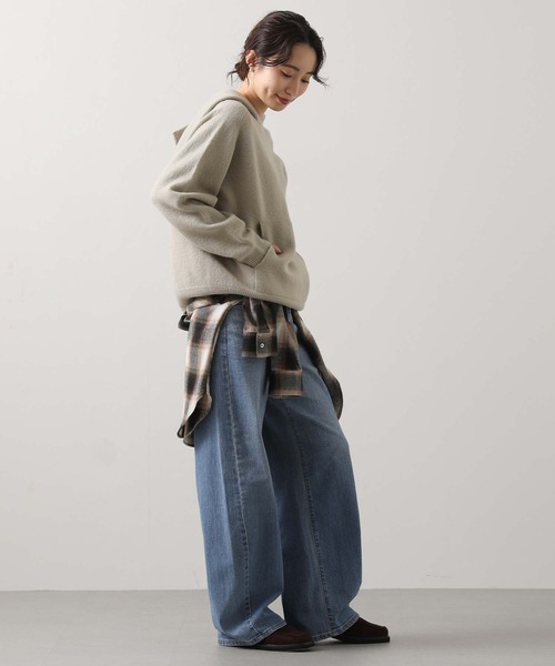 Gready Brilliant(グレディブリリアン)の「ウール100/ホールガーメントフーディ(ニット/セーター・レディース・チャコールグレー/ベージュ・FREE)」の13枚目の写真