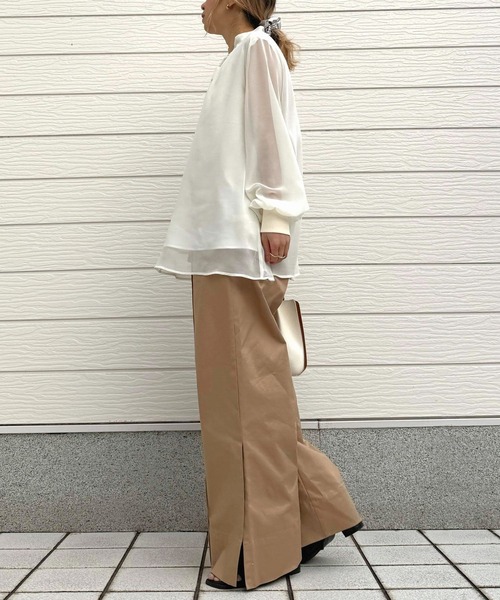 Q（キュー）の「結びボウタイ リブブラウス（シャツ/ブラウス・レディース・ドット/アイボリー・MEDIUM）」の15枚目の写真