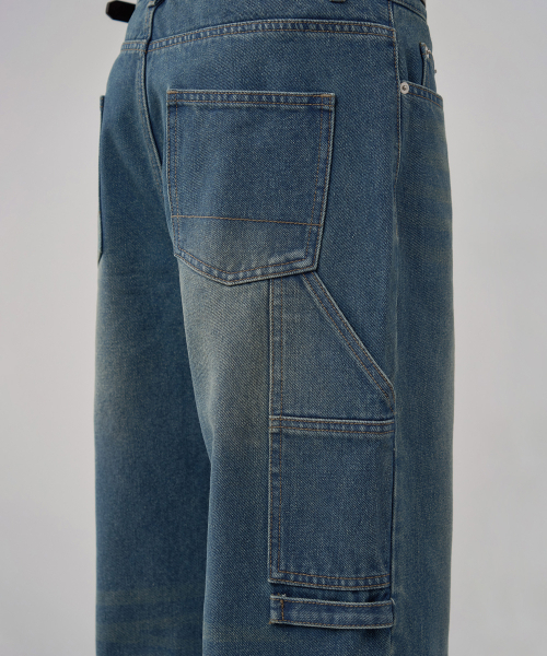 DRAW FIT（ドローフィット）の「ワイドカーペンターワークパンツ[ブルー]（デニムパンツ・メンズ・その他・MEDIUM/LARGE/X-LARGE）」の3枚目の写真