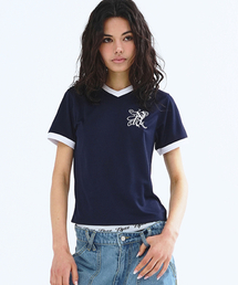 V-NECK RINGER TEE NAVY